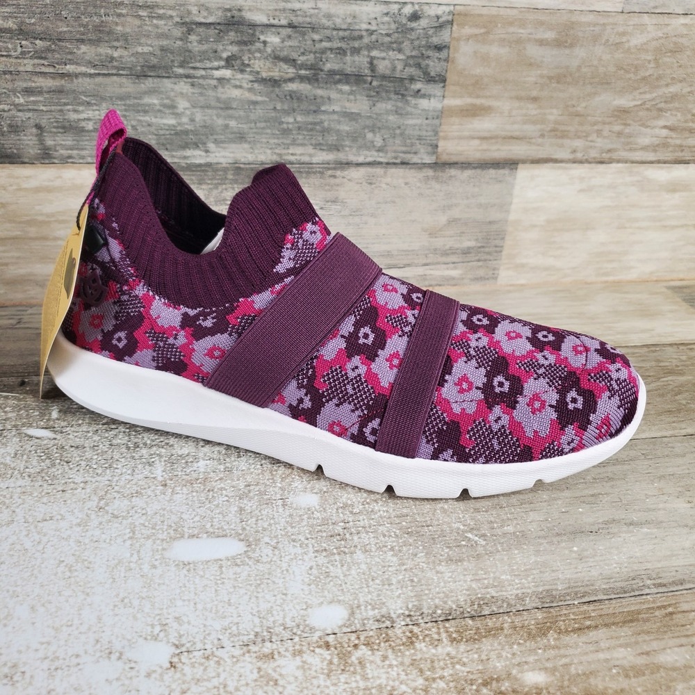 Spenco Karma Womens Shoes Sz 8 B Running Fuchsia Floral Stretch Slip On Sneakers